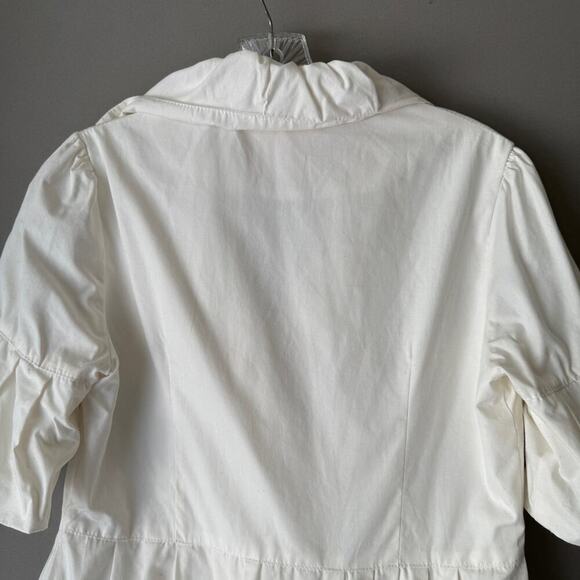 M2M sz 8 or L cream button down 100% cotton short sleeve fairy Coat - Picture 8 of 9